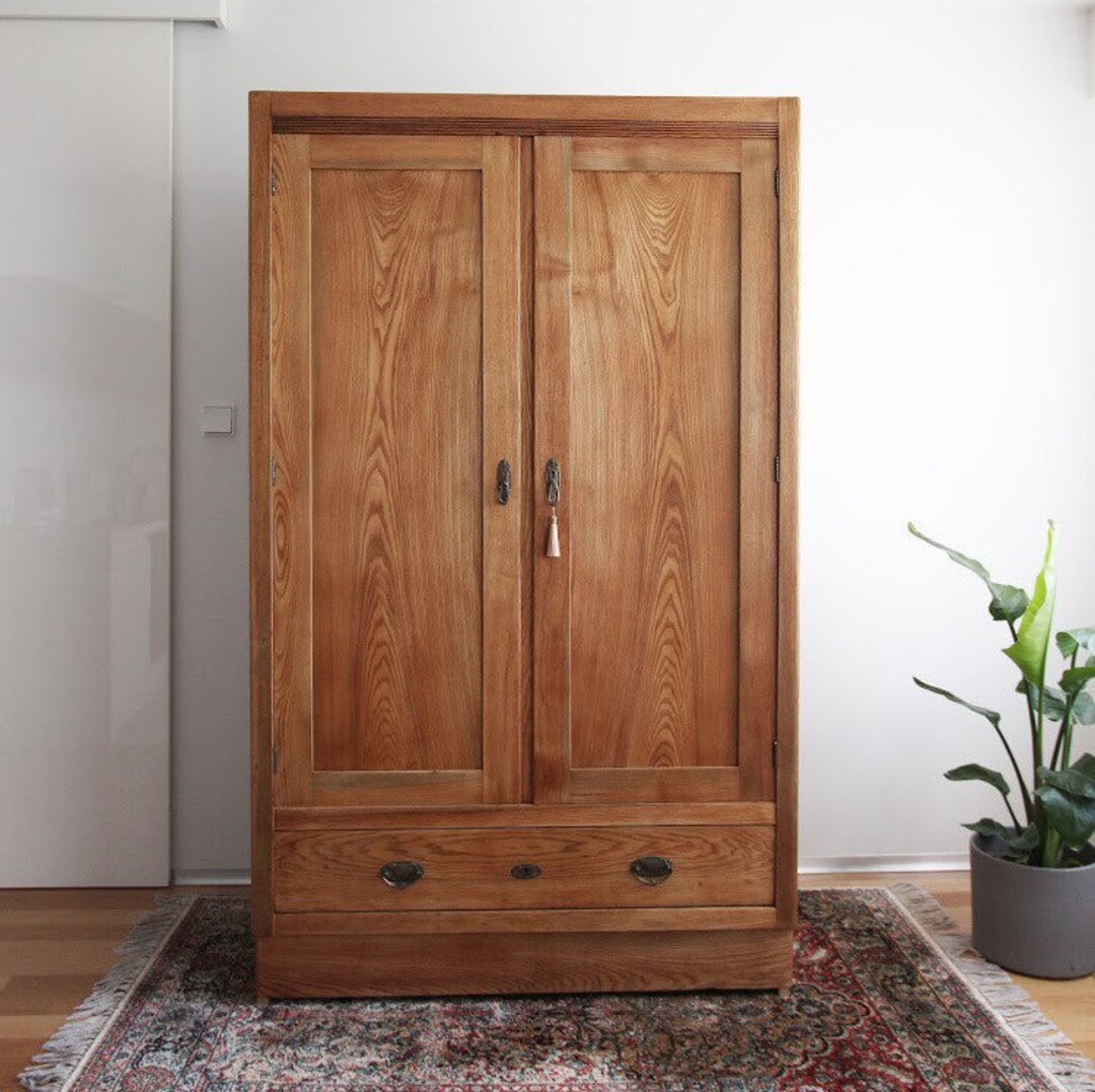 Antique Wardrobe. Solid Wood Wardrobe. Oak Wardrobe. Vintage Etsy