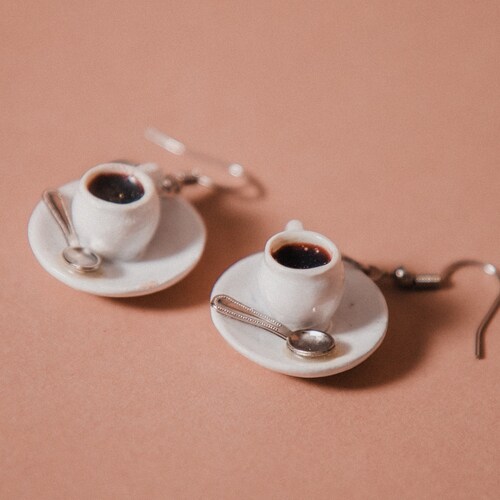 Cup of Coffee Earrings Coffee Earringscoffee Lover Etsy