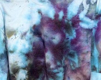 Witching Hour Ice Dye Sweatshirt – Spooky Purple & Teal Tie Dye Crewneck, Handmade Unisex Fall Pullover