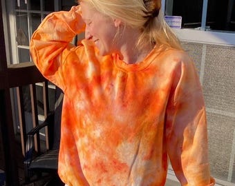 Custom Ice Dyed Sweatshirt – Handmade Tie Dye Crewneck, Unisex Pullover, Personalized Colors, Unique Hand Dyed Hoodie