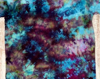 Northern Storm Ice Tie Dye Shirt, Handmade Unisex Tee, Unique Teal & Purple T-Shirt