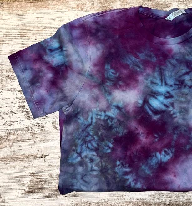 Frozen Spells Tie Dye Shirt – Aqua Purple Ice Dye Tee, Handmade