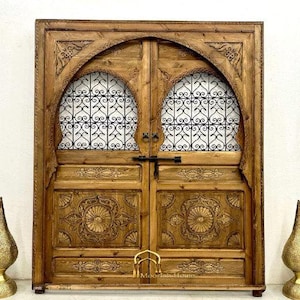 CUSTOM DOUBLE DOOR, Handmade Door, Moroccan Engraved Door, Carved Wooden Door, Moroccan Berber Door, Wall door, Moorish Decor , Riad Vibe