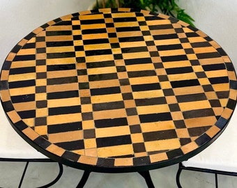 CUSTOM MOSAIC TABLE, Orange Table, Moroccan Handmade Table, Zellige Table, Checkered Mosaic Table, Tile Table, Mosaic Dining Table