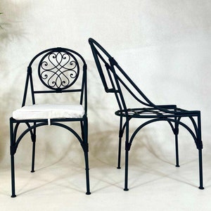 CUSTOM MOROCCAN stylish Iron Chairs, Handmade Wrought Iron Stools with Cushions, Luxurious Moorish Furniture for Home and Garden.