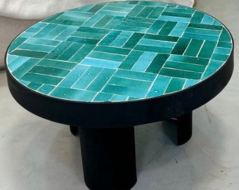 CUSTOM MOSAIC TABLE, Turquoise Tile, Moroccan Handmade Table, Zellige Table, Garden Table, Coffee Table, Tile Table, Mosaic Dining Table