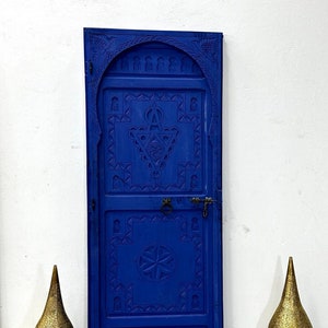 FABULOUS MOROCCAN DOOR, Blue Carved Door, Handmade Moorish Wooden Door, Riad Design, Medina Door, Moroccan Berber Custom Door, Wall Door