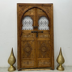 MOROCCO DOUBLE DOOR, Engraved Door, Carved Wooden Door, handmade Door, Moroccan Berber Door, Wall door, Moorish Decor door, Medina Doors