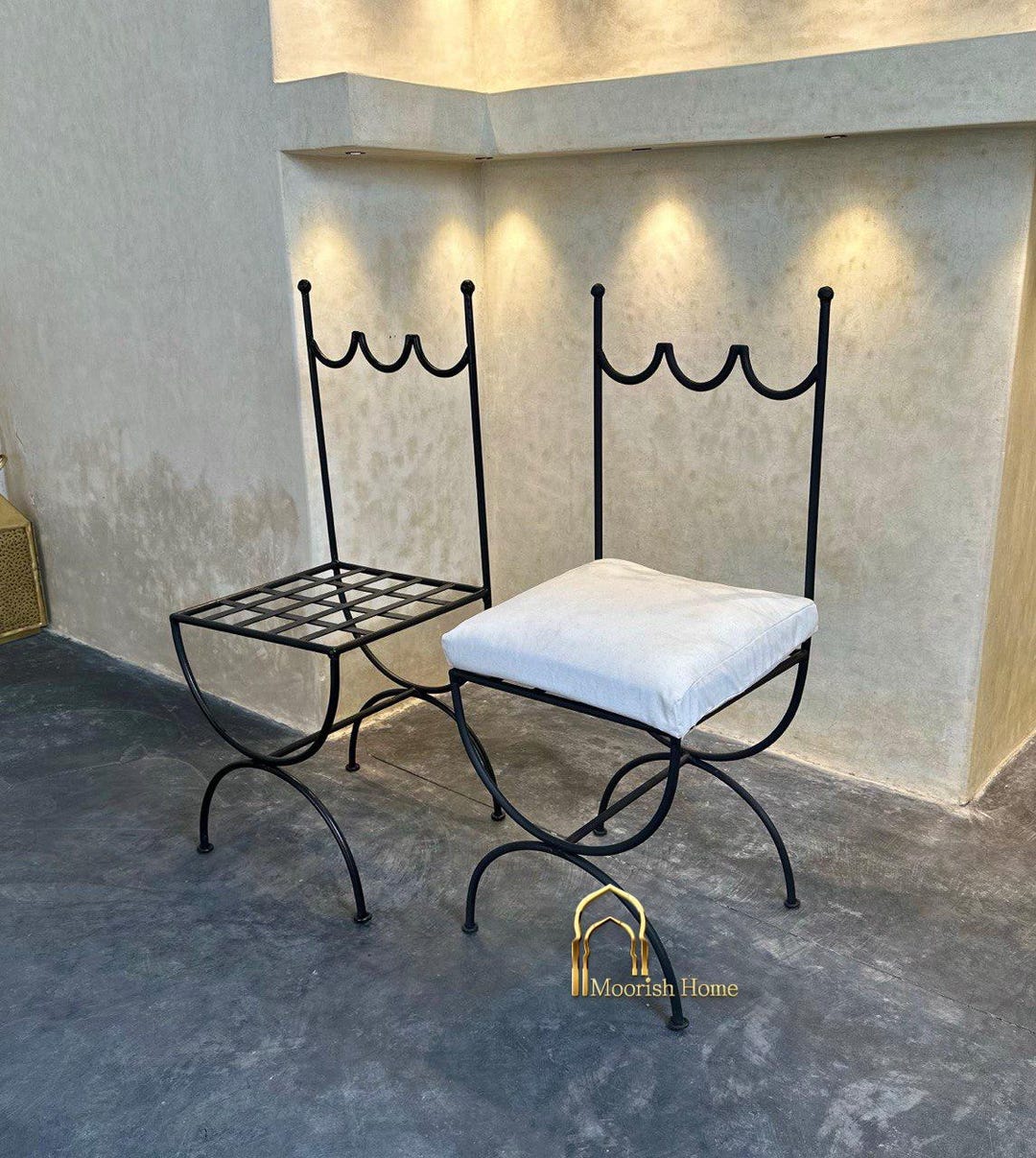 Forged Shell Chair Sculptural Bow Iron Chair – Hand-forged Artistic Metal Dining Chair ...