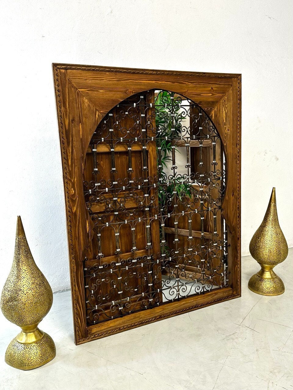 AMAZING MOROCCAN WOODEN Iron Window Frame, Handmade Wood Iron Window , Medina Wood Windows, Traditional Window, Vintage Window, New Design.