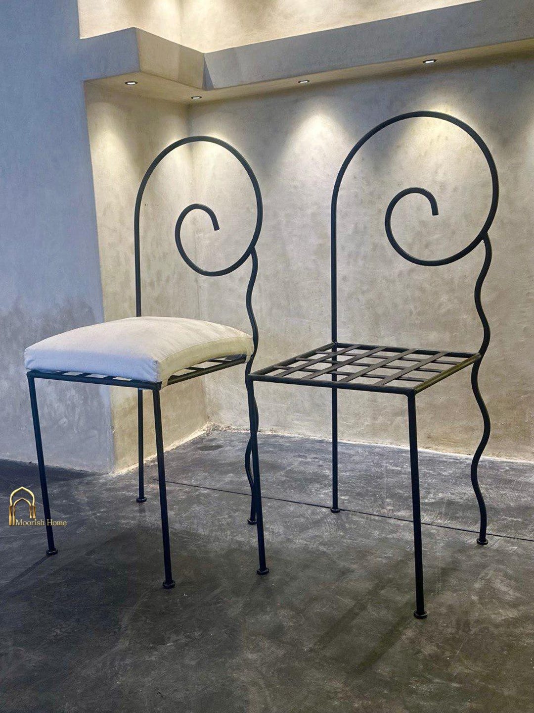 Forged Shell Chair Sculptural Iron Dining Chair, Hand Forged Spiral Back Chair, Minimalist ...