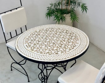 AMAZING MOSAIC TABLE, Moroccan Handmade Table, Zellige Table, Garden Table, Mosaic Coffee Table, Tile Table, Moorish design
