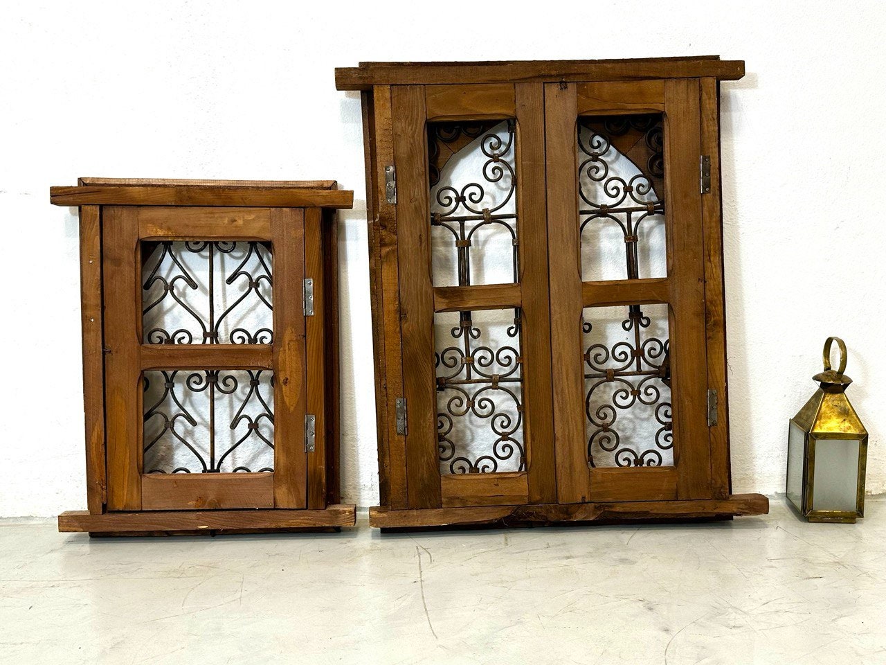 家具 Iron Window Antique Wrought Iron Framed Window - Rectangle - Italian