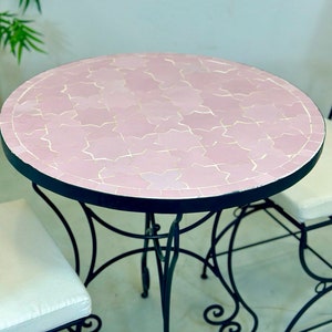 CUSTOM TILE TABLE, Moroccan Zellige Table, Handmade Light Pink Table ...