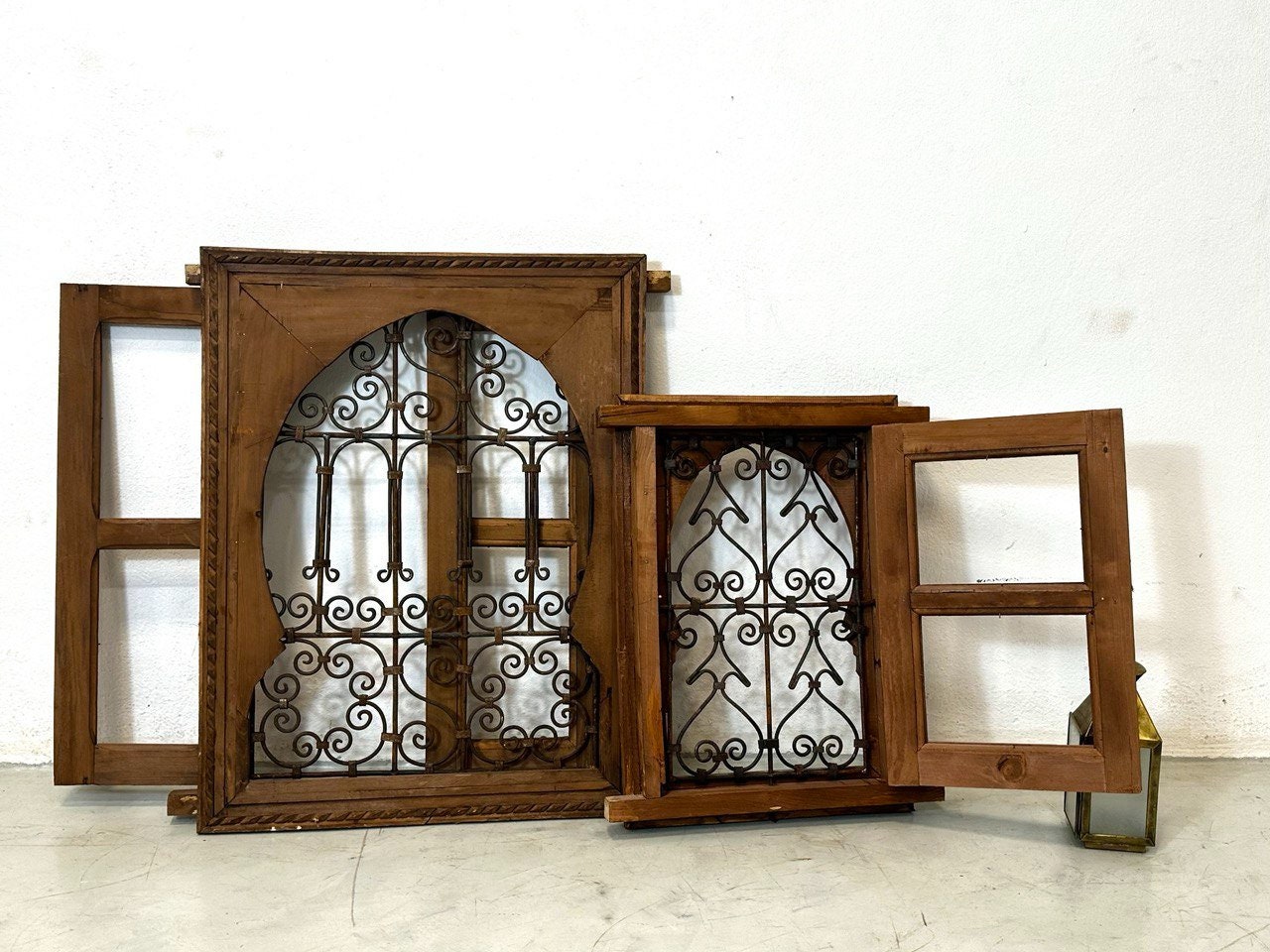 VINTAGE MOROCCAN STYLE Wooden Iron Window Frame, Handmade