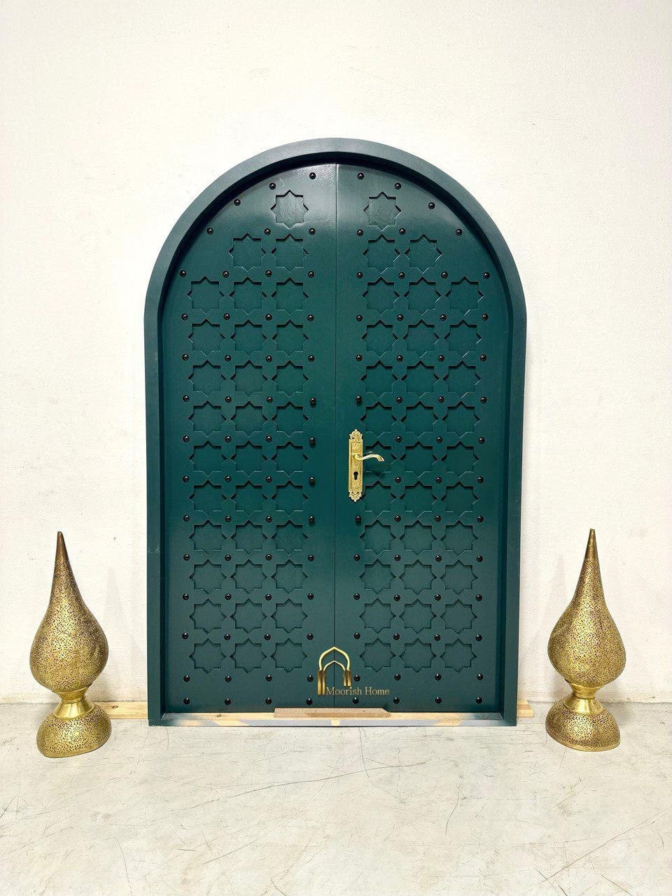GREEN MOROCCAN DOOR, Unique Custom Handmade Carved Wooden Cedar or Oak Door, Home Decor, Riad Design, Medina Door, MooriSh Style