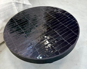 Black Moroccan Zellige Tabletop – Custom Handmade Mosaic Tile Top 92cm – Round Bistro Table Top Only – Moroccan Coffee Table Surface