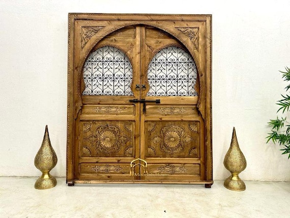 CUSTOM DOUBLE DOOR, Handmade Door, Moroccan Engraved Door, Carved Wooden Door, Moroccan Berber Door, Wall door, Moorish Decor , Riad Vibe