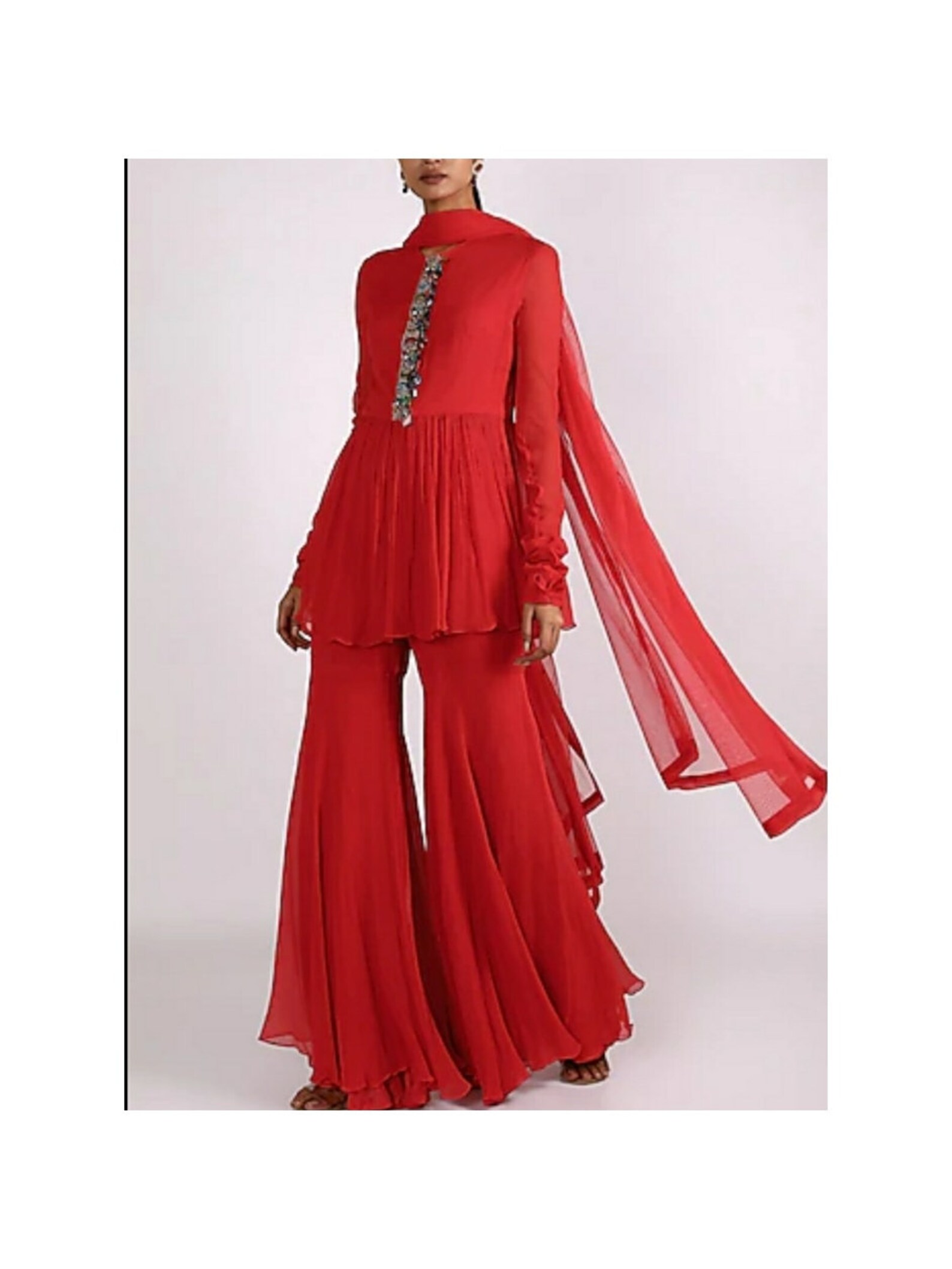 Beautiful red gharara suit for weddingdesigner stylish party | Etsy