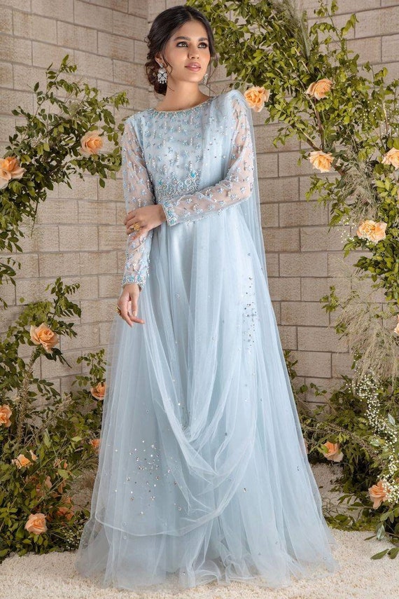 Blue wedding dress plus size hot sale