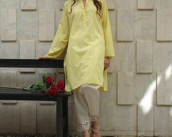 cigarette pants with kurti Straight kurti with White cigarette pant, pakistani pant, red silk kameez