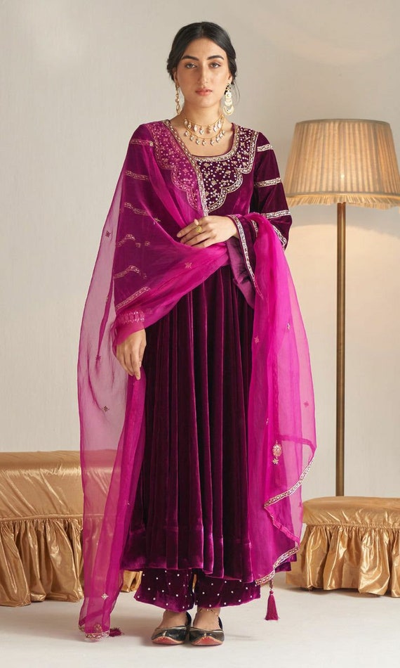 Palazzo Set, Velvet Suit Salwar Kameez, Indian Pakistani Wedding  Bridesmaids Dress, Pakistani Wedding Suit Kurta , Velvet Kurta - Etsy  Denmark