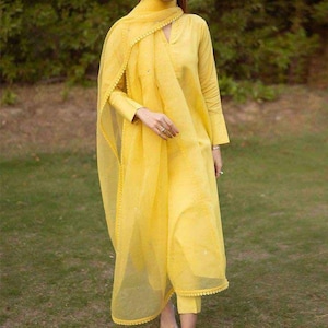 Yellow silk suit, haldi mehendi salwar suit,silk long kurti with pant, mayon dress,indian wear for haldi, plus size salwar kameez