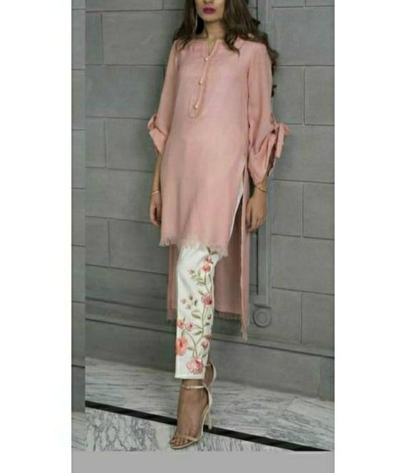 Cotton Blend Designer Kurti Pant Set Beautiful Party Wear Kurta Pajama  Dress | eBay