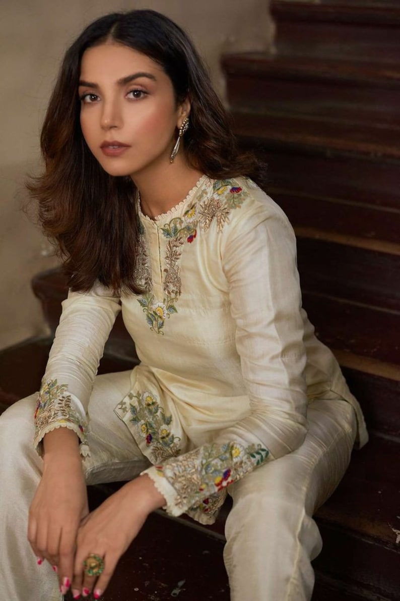 Dark Beige Cotton Slub Hand Embroidery Formal Co-ord Set main image 1