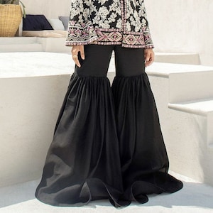 Schwarze Seidengarara, pakistanische Garara, Hose mit weitem Bein, plus Größe Gararahose, in allen Farben individuell