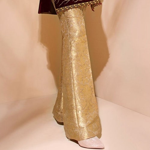 Brocade Straight Pantbell Bottoms Wide 
