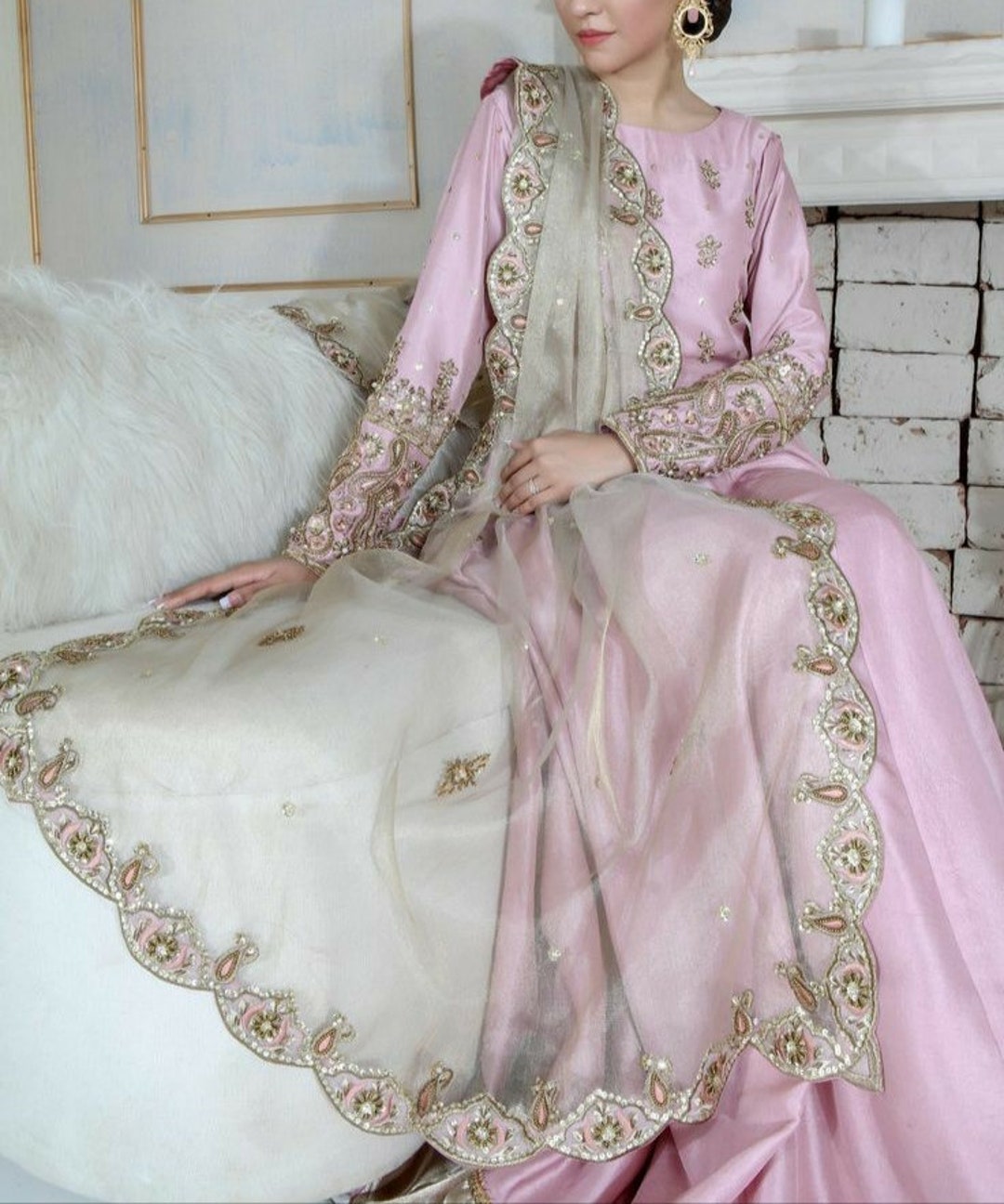 Elegant Pink Anarkali Dress- Rent