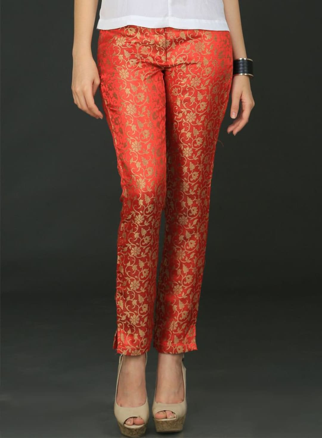 Brocade Straight Leg Pants: Indian Banarasi Trousers