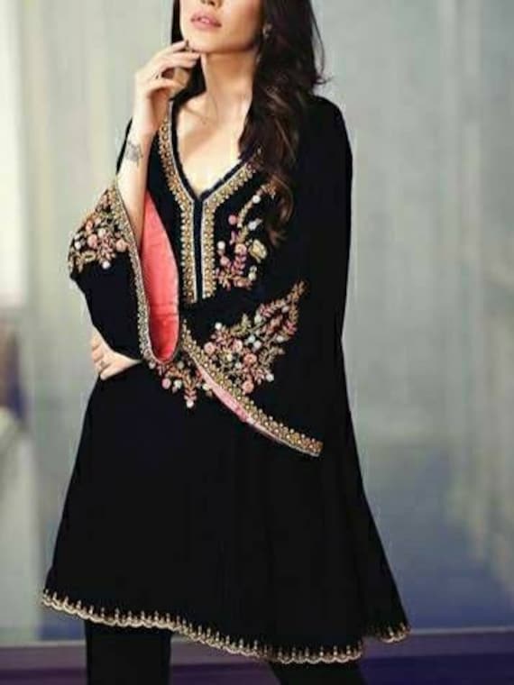 Black Velvet Short Kurti plus Size Indian Formal Dress Etsy