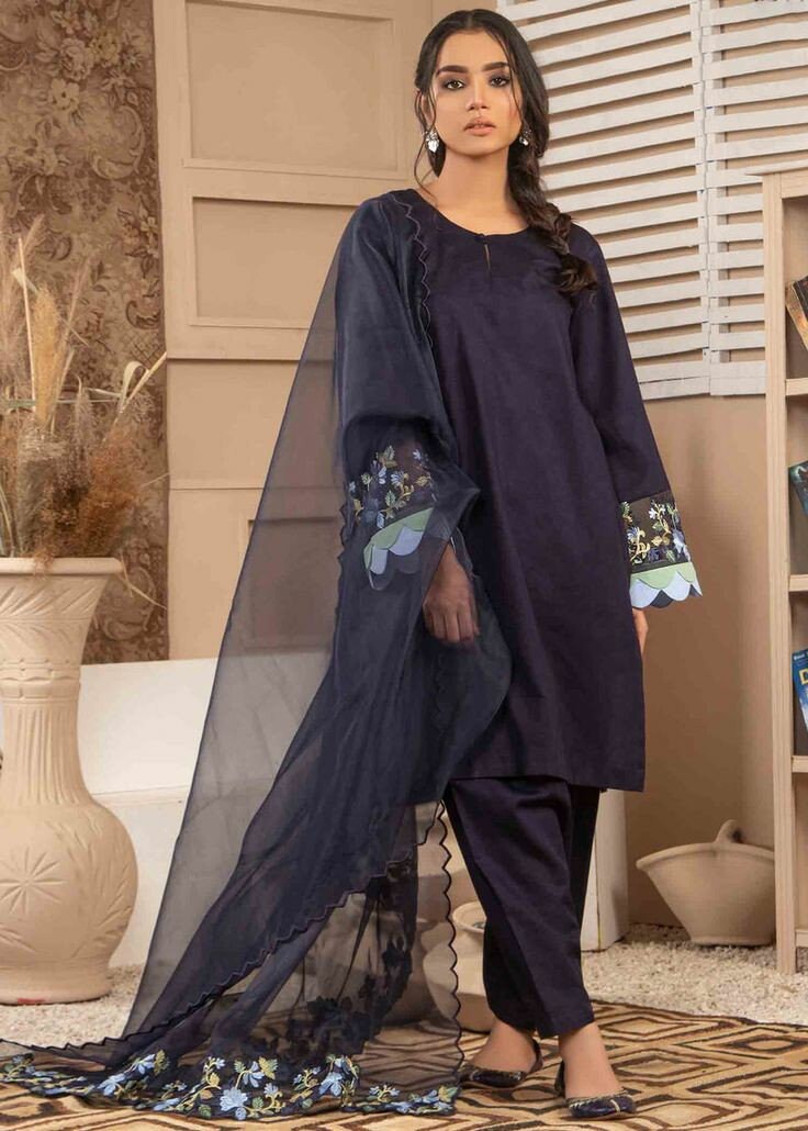 Black Silk Pakistani Suit Blue Silk Formal Dress Floral - Etsy