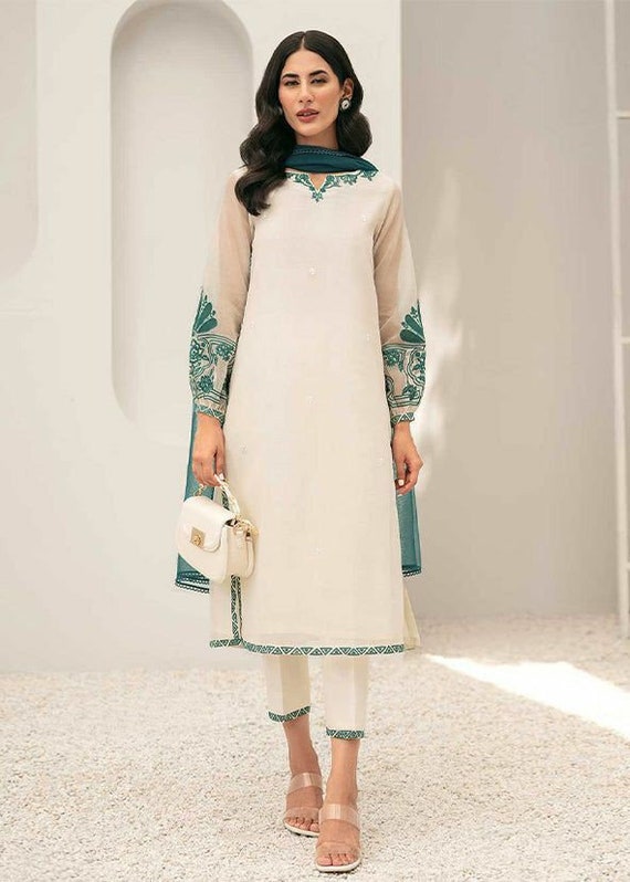 Buy Embroidered Long Pakistani Kameez, Kurti Pant Suit,designer