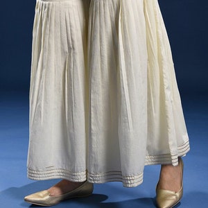 White garara pant,gota lace gharara,plus size wide leg pant, cotton garara suit