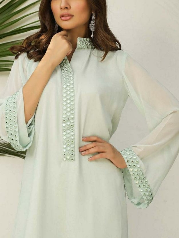 Mirror Work Pakistani Suit green Mirror Work Dress spring Summer Formal Wear kurti Pant Set Indian Formal Dress Etsy Canada
