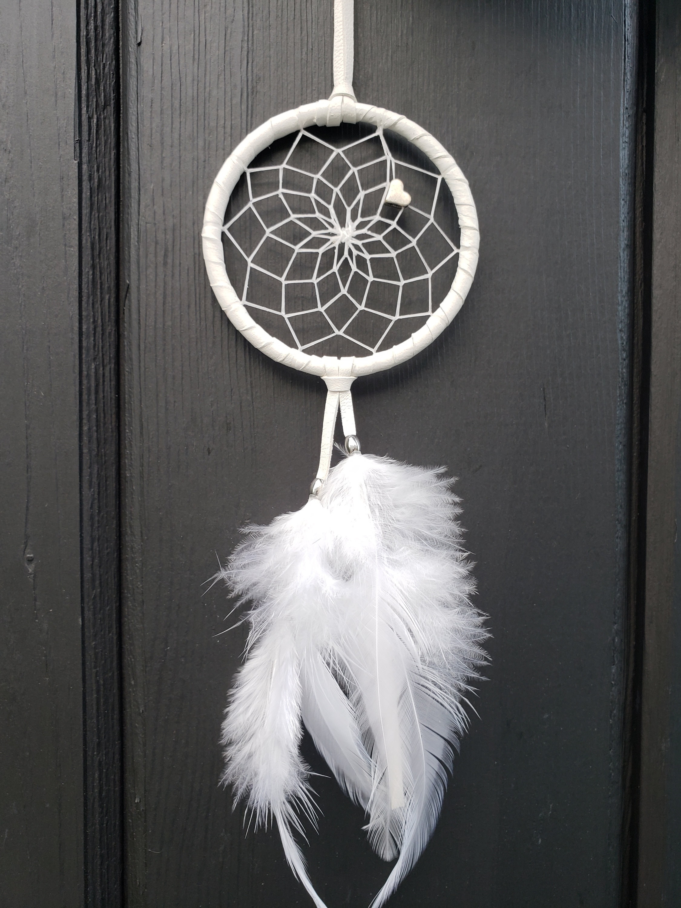 Ombre White Dreamcatcher With White Purple & Indigo Feathers