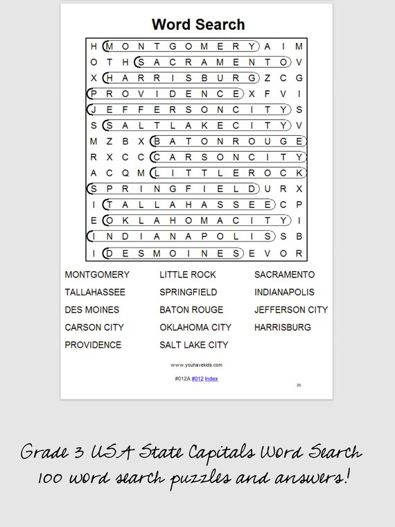 100 printable grade 3 usa state capitals word searches with etsy australia