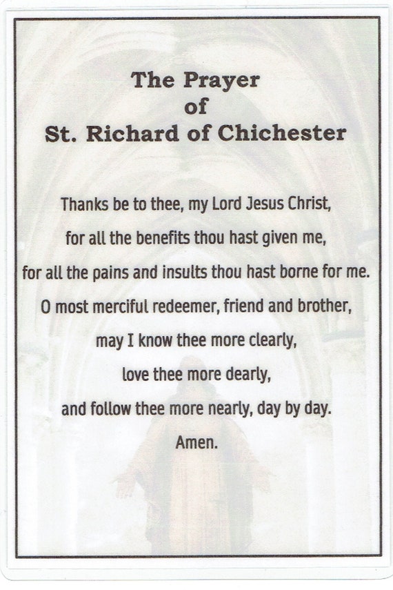 Laminated Prayer of St. Richard of Chichester - Etsy