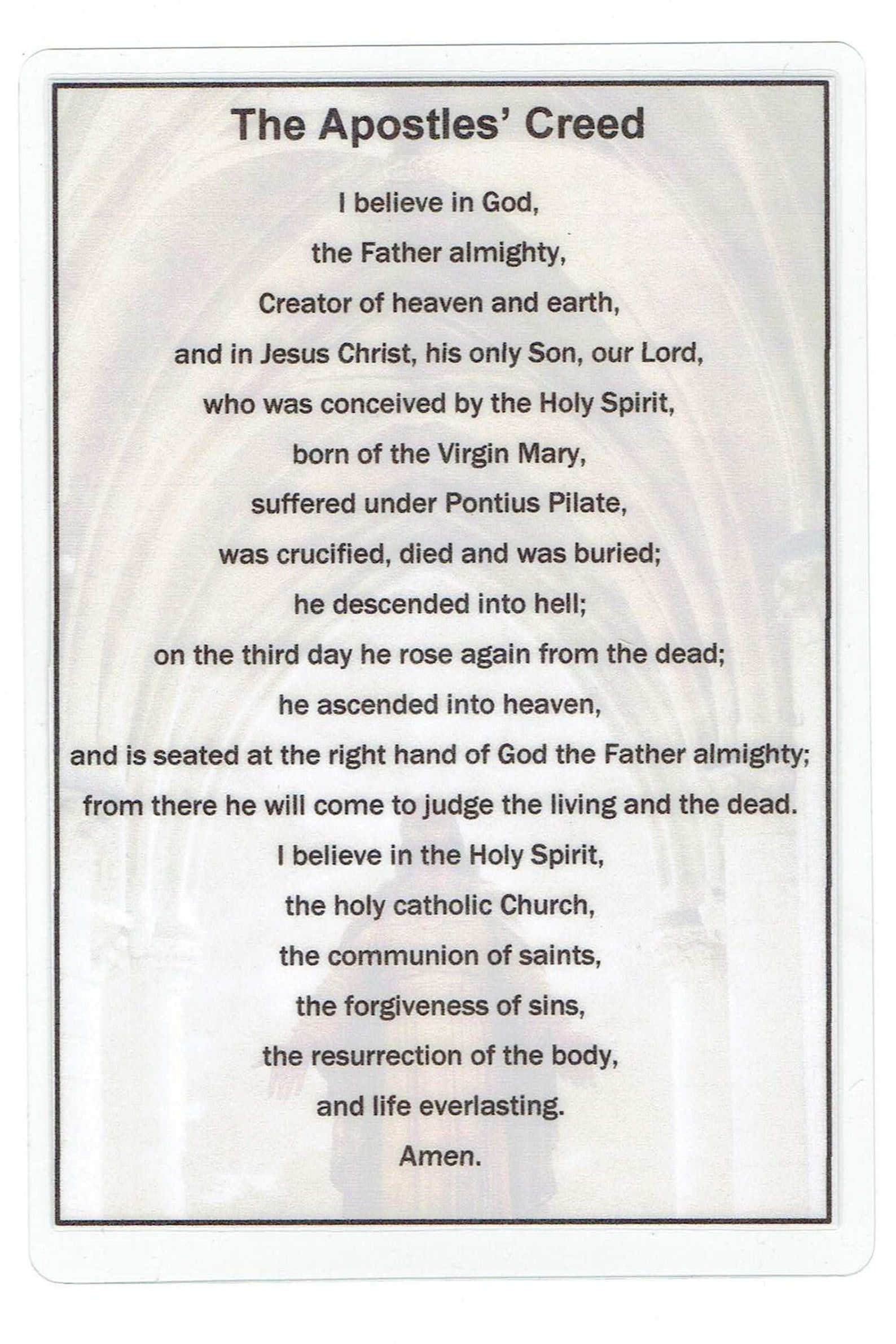Laminated Apostles Creed Flashcard Catholic Etsy