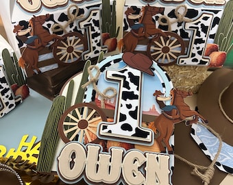 My first rodeo themed custom cake topper