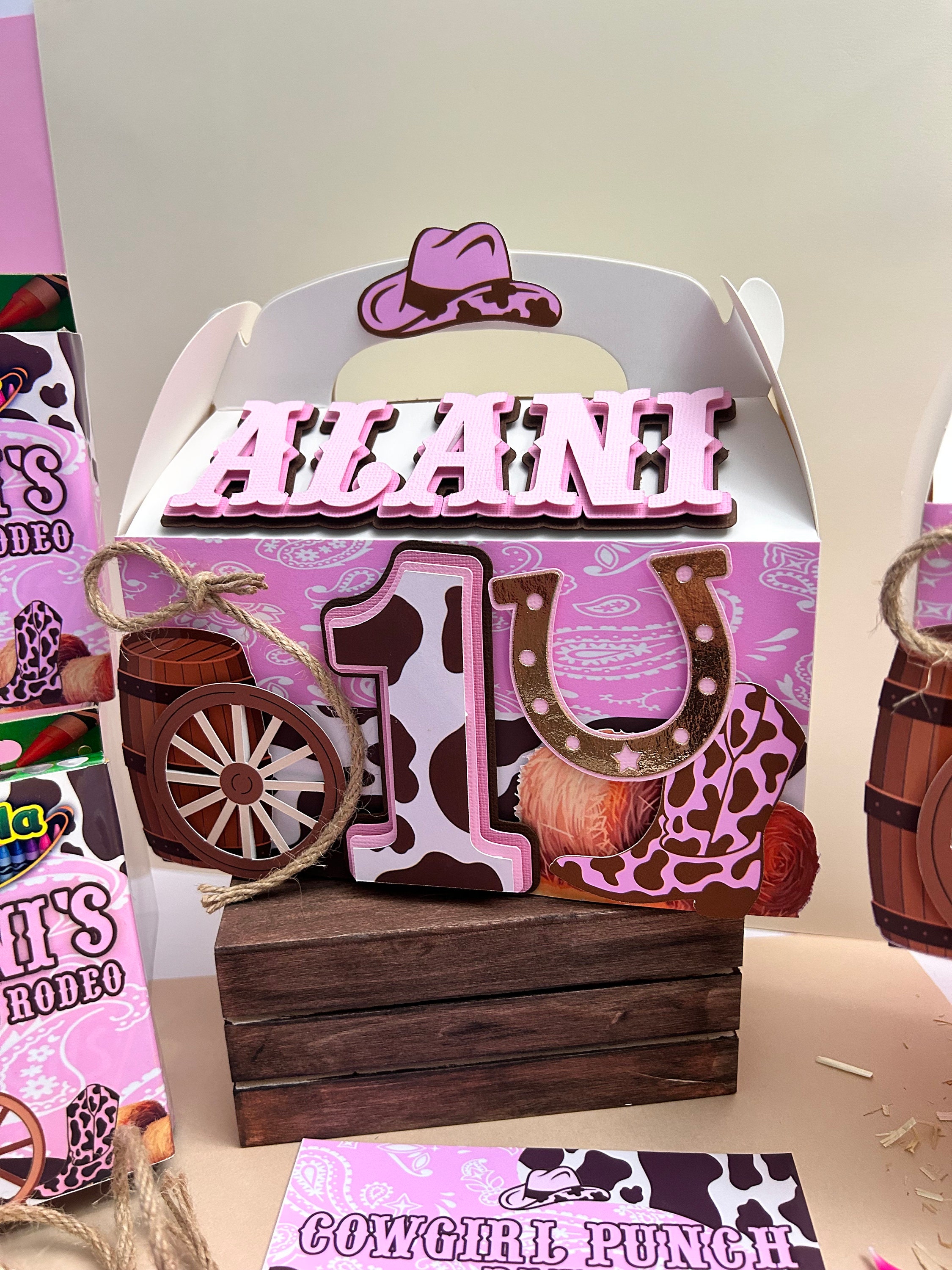 My first rodeo gable party favor boxes for girls