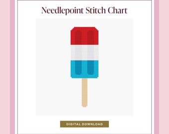 Patriotic Needlepoint Pattern | Fourth of July Decor | Summer Needlepoint Chart | Easy DIY Craft | Travel Stitching Project | Gift For Mom