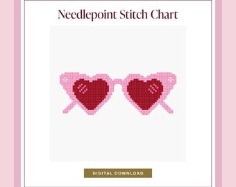 Sunglass Needlepoint Template | Fun Needlepoint Canvas | Beginner Stitch Pattern | Gift For Fashion Lover | Digital Download