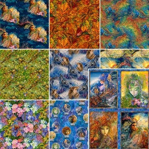 Power of the Elements, Cotton Fabric by Josephine Wall for 3 Wishes Fabrics. Panel: 36&quot; x 43&quot;. Matching Prints By the Half Yard, 18&quot; x 43&quot;.