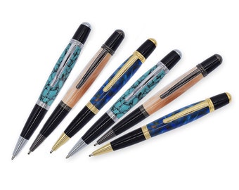 Mixed Finish Fancy Slimline Pen Kits, Pack of 5 - Copper, Black Chrome,  Silver, Gold, Gun Metal ideal for woodturning projects
