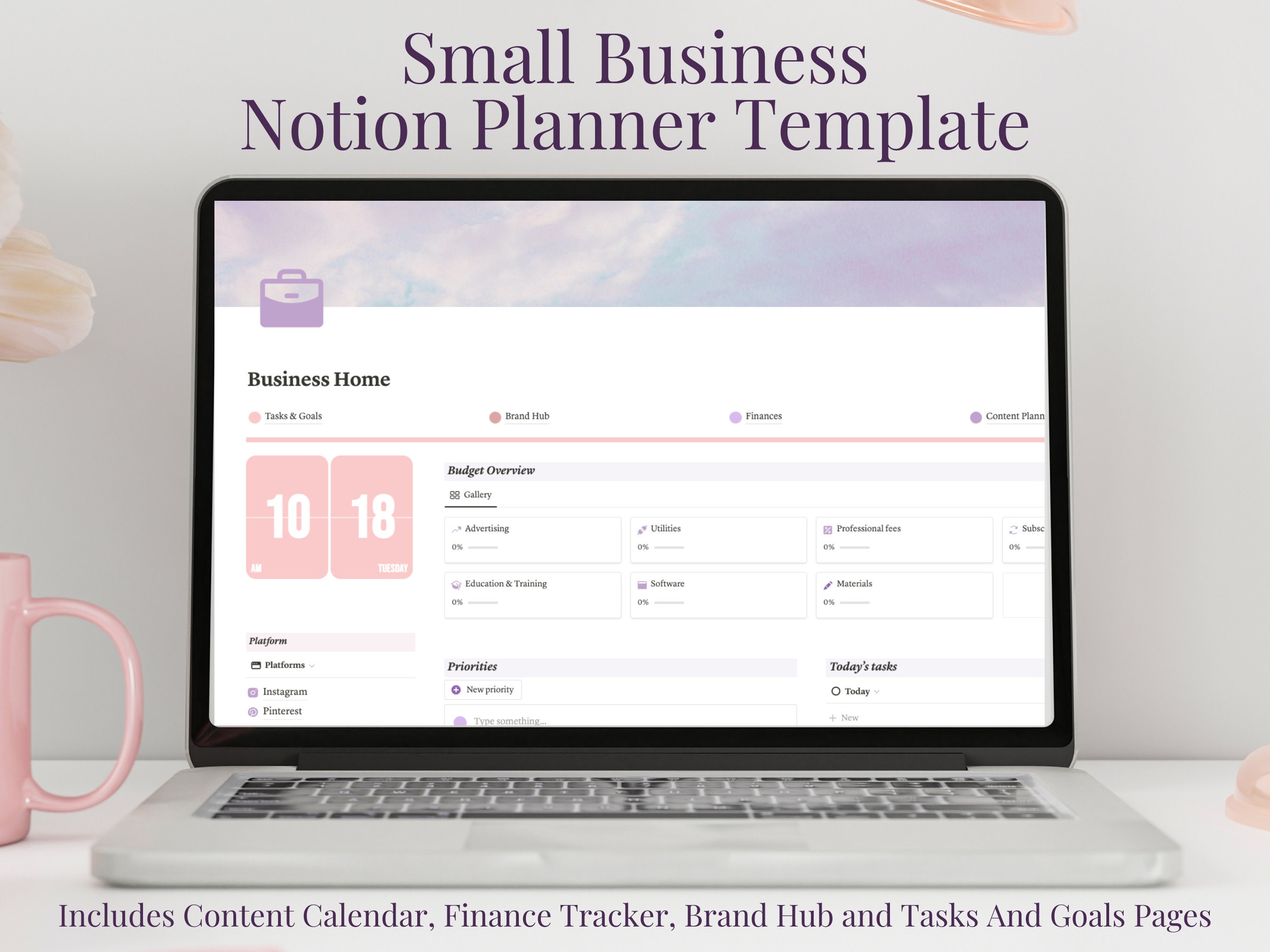 Notion Template Small Business Planner // Content Calendar, Finances ...