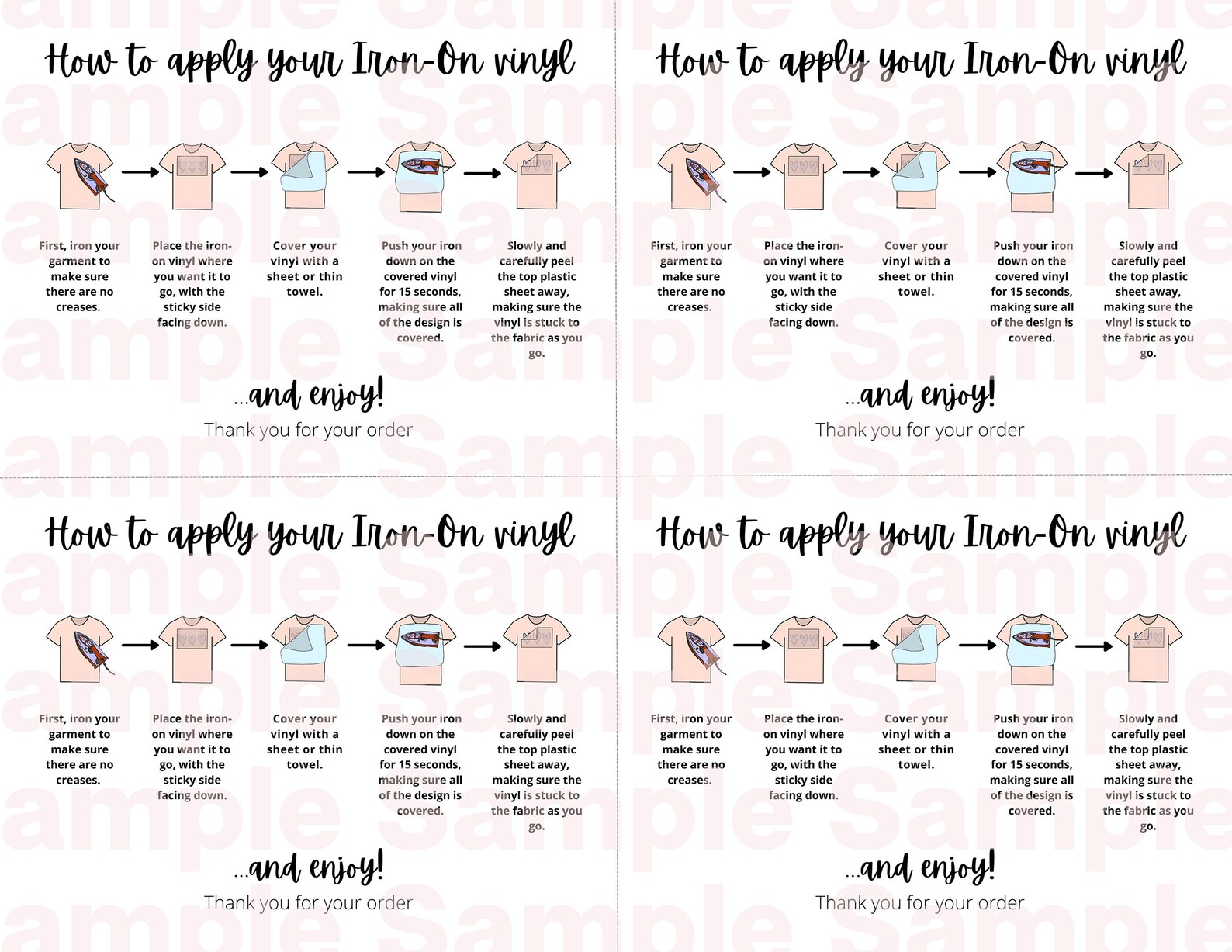 Ironon Vinyl Decal Instructions Printable Card With Illustrations // 4